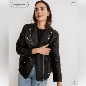 Madewell Women’s Oversized Washed Leather Motorcycle Jacket